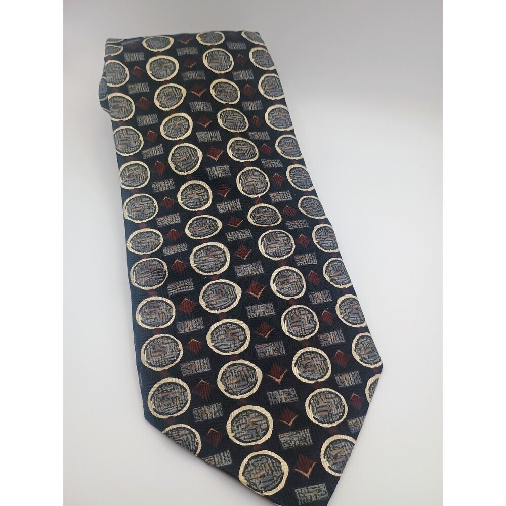 Vito Rufolo Mens Silk Geometric Pattern Tie Hand Made In Italy Designer Necktie
